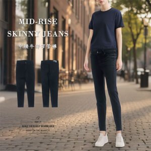 中腰牛仔窄管褲 顯瘦彈性窄管牛仔褲 小腳褲 素面牛仔長褲 黑色牛仔褲 修身丹寧長褲 Mid-rise Skinny Jeans Slimming Stretch Denim Jeans Denim Pants Black jeans (050-8616-21)黑色 S M L XL (腰圍:26~33英吋 / 66~84公分) 女 [實體店面保障] sun-e