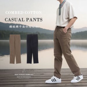 精梳棉休閒長褲 平面休閒褲 彈性長褲 棉長褲 直筒褲 Combed Cotton Pants Flat Front Casual Pants Stretch Pants Cotton Trousers Straight-leg Pants (327-8110-01)咖啡色、(327-8110-02)黑色 腰圍:30~40英吋 (76~102公分) 男 [實體店面保障] sun-e