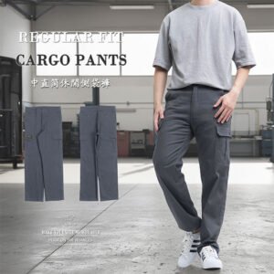 中直筒休閒側袋褲 素面工作褲 休閒工裝褲 工作長褲 休閒長褲 彈性長褲 側貼袋工作褲 多口袋休閒褲 直筒褲 口袋褲 Regular Fit Cargo Pants Plain Casual Pants Stretch Pants Straight-Leg Trousers (347-0222-22)灰色 L XL 2L 3L 4L 5L (腰圍:31~41英吋/79~104公分) 男 [實體店面保障] sun-e