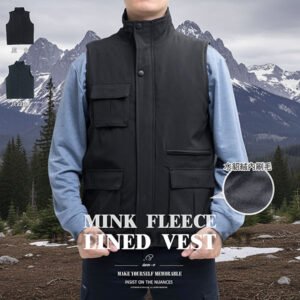 內裡水貂絨刷毛背心 保暖背心 多口袋工裝背心 防潑水背心 素面背心外套 立領背心 翻領背心 休閒背心 加大尺碼背心 黑色背心 秋冬背心 保暖馬甲 Mink Fleece Lined Warm Vest Cargo Vest Water-Repellent Vest Stand Collar Vest Plus Size Vest Big And Tall Vest Plain Vest(321-1021)(321-8122) M~5L(胸圍107~137公分/42~54英吋)男[實體店面保障]sun-e