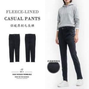 保暖厚刷毛長褲 刷毛褲 保暖褲 衝鋒褲 彈性休閒褲 顯瘦長褲 全腰圍鬆緊帶休閒長褲 素面長褲 直筒褲 Thermal Thick Fleece Pants Fleece Trousers Warm Pants Stretch Casual Pants Slim Fit Pants Elastic Waistband Pants Plain PantsStraight-Leg Pants (010-5695-21)黑色 M L XL 2L (腰圍28~35英吋/71~89公分)女[實體店面保障]sun-e