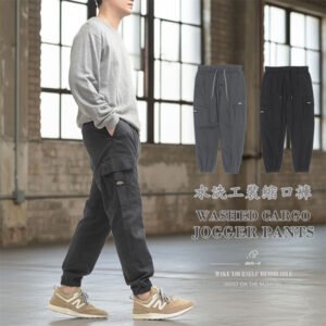 水洗工裝縮口褲 休閒鬆緊長褲 伸縮貼袋工作褲 舒適長褲 多口袋工作長褲 錐形褲 水洗長褲 束口長褲 休閒長褲 運動長褲 褲管縮口運動褲 全腰圍鬆緊帶長褲 黑色長褲 口袋褲 側袋褲 慢跑褲 縮腳褲 束腳褲 Ｗashed Cargo Pants Track Jogger Pants Sport Pants (312-7291-21)黑色、(312-7291-28)深灰 L XL (腰圍:71~94公分 / 28~37英吋) 男 [實體店面保障] sun-e