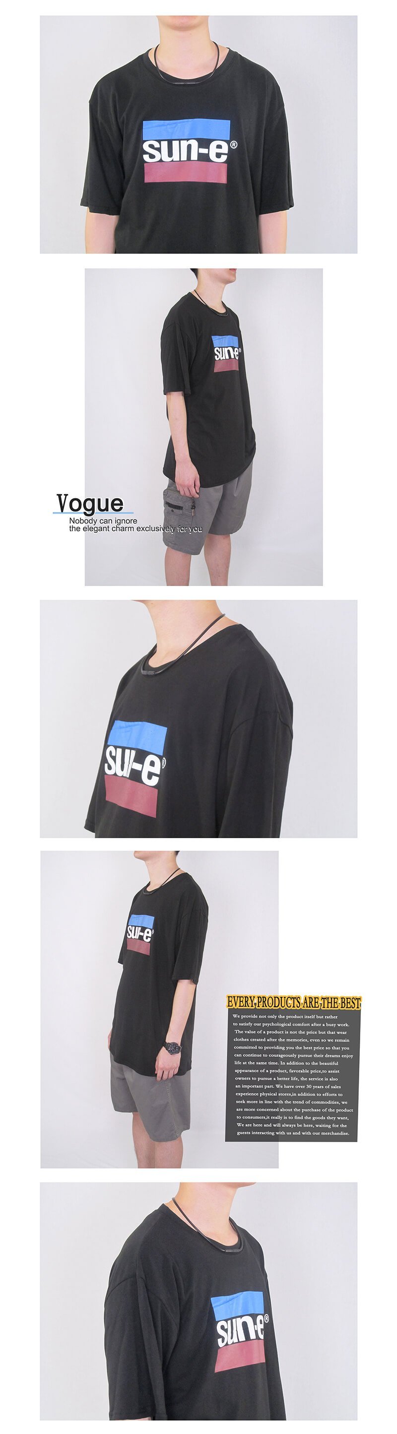 台灣製棉質短袖T恤 LOGO圓領短T 百搭休閒短T-shirt (008-1360)白色 深藍色 黑色 灰色 sun-e:圖片 9