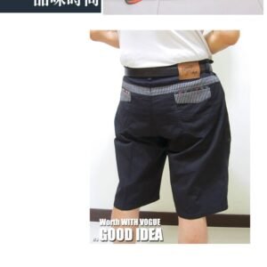 sun-e特加大尺碼彈性短褲、加大尺碼雙股紗精棉短褲、加大尺碼超輕量休閒短褲、後口袋經典格紋配色、腰圍有皮帶環(褲耳)、褲檔有拉鍊(307-6989-21)黑色 腰圍:42 44 46 48 50(英吋)