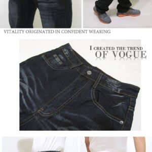 sun-e彈性中直筒牛仔褲、後口袋圖樣車繡牛仔長褲、貓爪刷白牛仔褲、牛仔休閒褲、有彈性牛仔褲、單寧長褲、潮流丹寧、特色車繡牛仔褲、深色牛仔褲、腰圍有皮帶環(褲耳)、褲檔有拉鍊(307-7062-21)黑色 腰圍:M L XL 2L 3L 4L(28~39英吋) [實體店面保障]