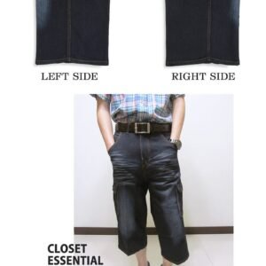 sun-e加大尺碼貓爪刷白側貼袋彈性牛仔七分褲、大尺碼時尚多口袋工作褲、工作七分褲、七分牛仔工作褲、休閒單寧、丹寧七分褲、牛仔短褲、腰圍有皮帶環(褲耳)、褲檔有拉鍊、黑色七分褲、BIG&TALL、CARGO PANTS、CROPPED CARGO PANTS、CARGO SHORTS、DENIM SHORT(307-7172-21)黑色 腰圍:L XL 2L 3L 4L 5L(30~41英吋) [實體店面保障]