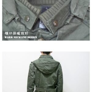 sun-e英倫風長版大衣、保暖外套、軍裝外套、連帽大衣外套、全棉100%外套、風衣外套、潮流綠大衣(316-1317-11)軍綠色 胸圍:44英吋 [實體店面保障]