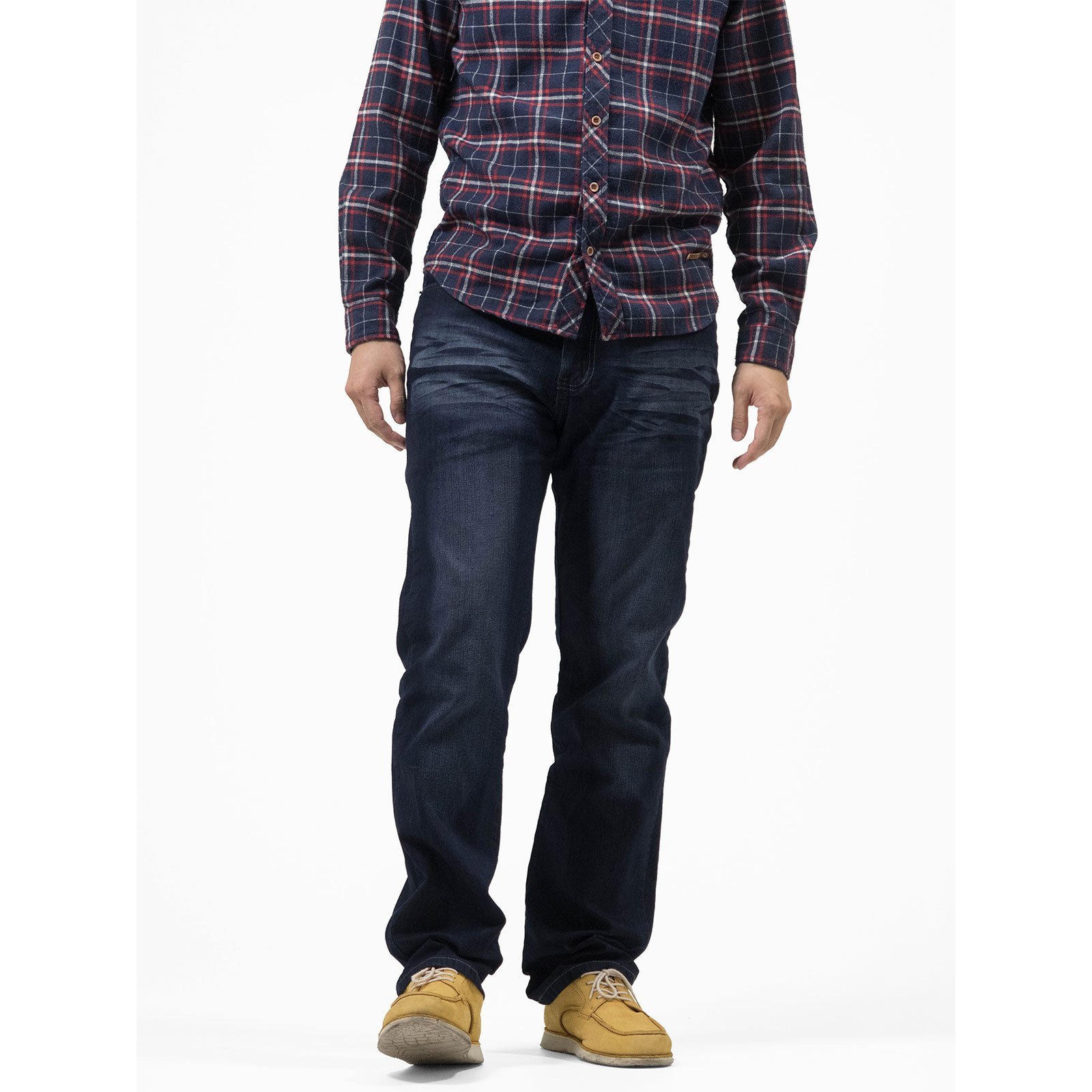 中直筒牛仔褲 彈性牛仔長褲 刷白牛仔褲 直筒褲 車繡後口袋刷紋丹寧 Denim Jean(321-4118)男sun-e:圖片 3