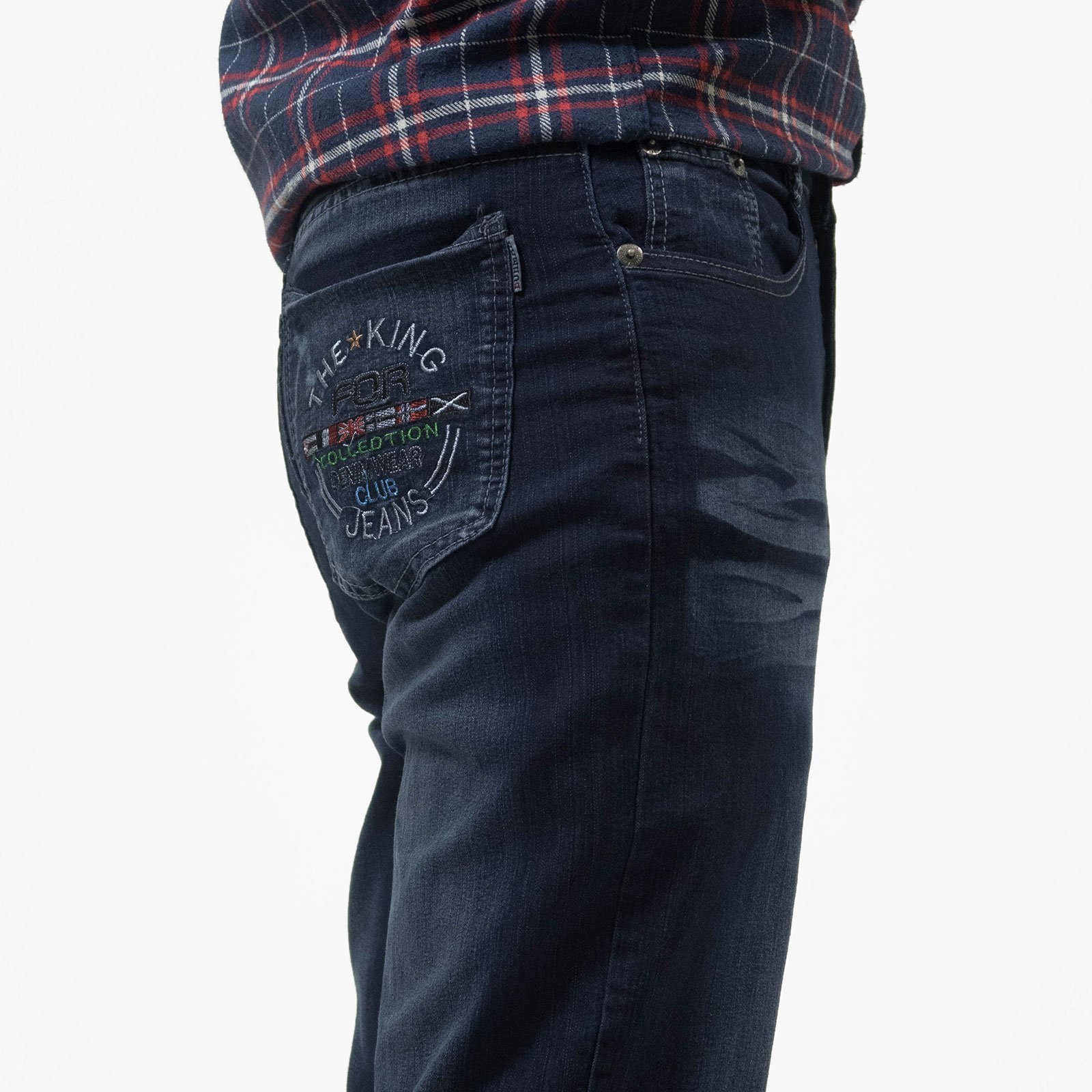 中直筒牛仔褲 彈性牛仔長褲 刷白牛仔褲 直筒褲 車繡後口袋刷紋丹寧 Denim Jean(321-4118)男sun-e:圖片 5