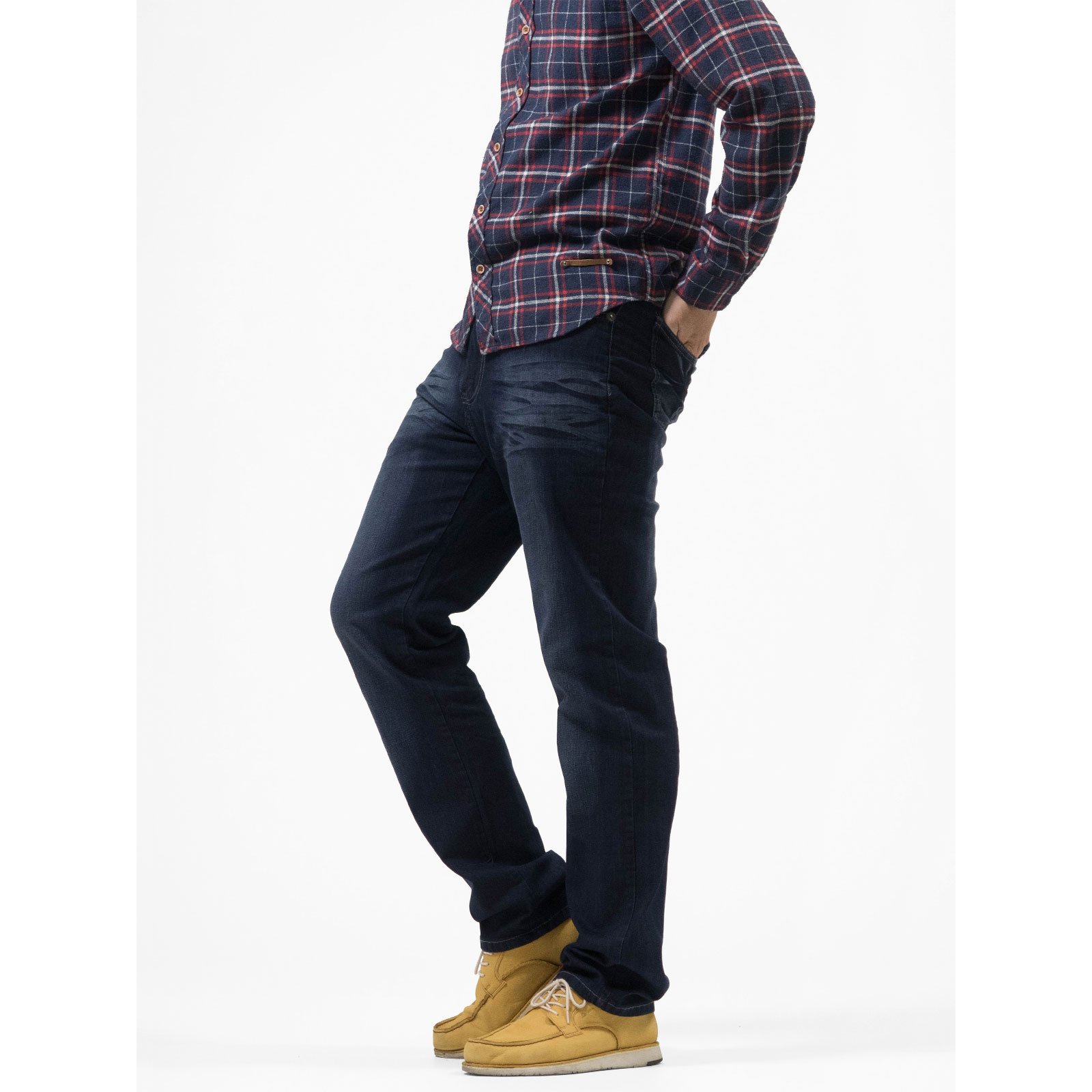 中直筒牛仔褲 彈性牛仔長褲 刷白牛仔褲 直筒褲 車繡後口袋刷紋丹寧 Denim Jean(321-4118)男sun-e:圖片 6