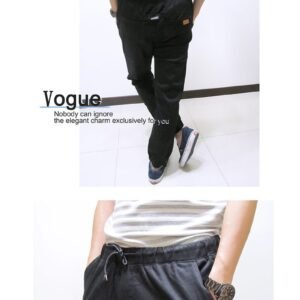 sun-e一般及加大尺碼JOGGER PANTS慢跑褲、美式褲管束口休閒褲、縮腳褲、縮口褲、顯瘦休閒褲、JOGGERS、褲管束腳褲、抽繩束口褲、街頭休閒運動風、黑色休閒長褲(321-6062-21)黑色 M、L、XL、2L(腰圍:28~35英吋) [實體店面保障]