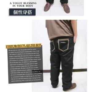 加大尺碼休閒長褲 彈性直筒長褲 配色後口袋 菱紋袋緣 休閒褲 黑色長褲(321-6136-21)黑色 腰圍:38 40 42 44(英吋) [實體店面保障] sun-e