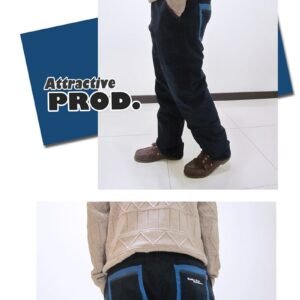 加大尺碼直筒時尚色褲長褲 配色後口袋彈性長褲 袋緣菱紋裝飾休閒長褲 BIG&TALL PANTS(321-6137-08)深藍色 腰圍38 40 42 44(英吋) [實體店面保障] sun-e