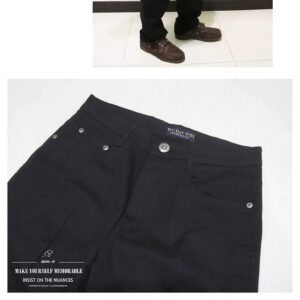 sun-e加大尺碼伸縮中直筒休閒長褲、粗線車繡後口袋、輕盈顯瘦長褲、潮流時尚彈性長褲(390-8920-21)黑色 5L