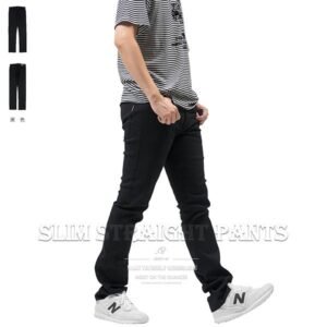 輕薄小直筒長褲 黑色長褲 素面長褲 彈性休閒褲 直筒褲 Slim Straight Casual Pants Stretch Pants Black Pants Plain Trousers (307-7555-21)黑色 腰圍:28~39英吋 (71~99公分) 男 [實體店面保障] sun-e
