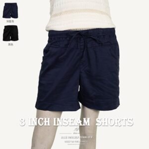 水洗棉三分褲 三分休閒短褲 中腰三分短褲 涼爽顯瘦短褲 全腰圍鬆緊帶彈力短褲 3 Inch Inseam Casual Shorts Womens Shorts Mid-rise Elastic Waist Short Pants (012-4268-08)深藍色 M L (腰圍:71~79公分 / 28~31英吋) 女 [實體店面保障] sun-e