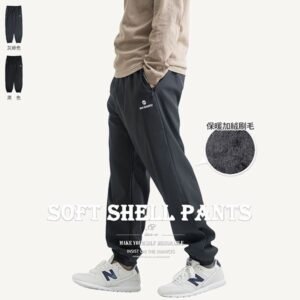 加絨刷毛軟殼褲 微加大保暖刷毛長褲 防風長褲 衝鋒褲 刷毛褲 縮口褲 保暖褲 拉鍊口袋運動褲 束口褲 休閒長褲 縮腳褲 束腳褲 黑色長褲 全腰圍鬆緊帶休閒褲 Soft Shell Pants Fleece Lined Warm Pants Track Jogger Pants Casual Pants (321-3831-01)灰綠色、(321-3831-02)黑色 4L 5L (腰圍:36~41英吋 / 91~104公分) 男 [實體店面保障] sun-e