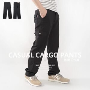 多口袋彈性工作褲 中直筒休閒長褲 彈力工作長褲 側貼袋休閒褲 口袋褲 工裝褲 CARGO PANTS BIG_AND_TALL (307-7040-21)黑色 腰圍M L XL 2L 3L 4L 5L(28~41英吋) [實體店面保障] sun-e