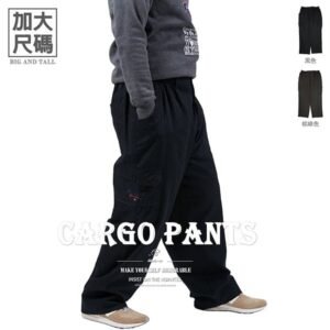 加大尺碼工作褲 精工前染純棉休閒褲 側袋褲 大尺碼長褲 多口袋工作長褲 側貼袋休閒長褲 腰圍鬆緊帶黑色長褲 大尺碼男裝 工裝褲 口袋褲 Big And Tall Cargo Pants Casual Pants (327-8113-01)棕綠色、(327-8113-02)黑色 單一尺寸 腰圍:38~48英吋 (97~122公分) 男 [實體店面保障] sun-e