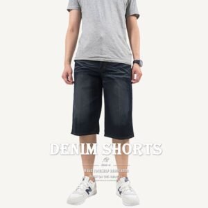七分牛仔褲 牛仔短褲 彈性牛仔七分褲 貓爪刷白牛仔褲 丹寧 Men's Cropped Jeans Men's Denim Shorts Men's Jeans Shorts Embroidered Pockets (307-7450-21)深牛仔 L XL 2L 3L 4L 5L (腰圍:30~41英吋/76~104公分) 男 [實體店面保障] sun-e