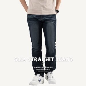 小直筒牛仔褲 貓爪刷白牛仔長褲 顯瘦丹寧 修身長褲 直筒褲 車繡後口袋 Slim Straight Jeans Denim Pants Men's Jeans Embroidered Pockets (307-7480-21)深牛仔 M L XL 2L 3L 4L 5L (腰圍:28~41英吋/71~104公分) 男 [實體店面保障] sun-e