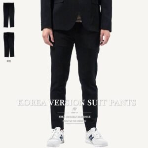 韓版西裝褲 修身剪裁西裝長褲 平面西裝褲 素面西裝 顯瘦西褲 前平面款式 Flat Front Suit Pants Korea Version (333-MHK3)黑色 男 [實體店面保障] sun-e
