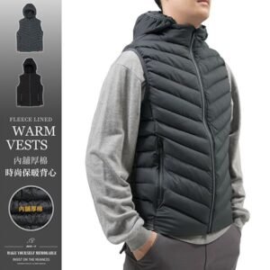舖棉保暖背心 鋪棉背心 素面背心外套 附帽可拆休閒背心 潮流時尚百搭背心 秋冬背心 黑色背心 休閒馬甲 保暖馬甲 Fleece Lined Warm Vest (321-8036-21)黑色、(321-8036-22)灰綠色 XL 2L 3L (胸圍:42~46英吋/107~117公分) 男 [實體店面保障]sun-e