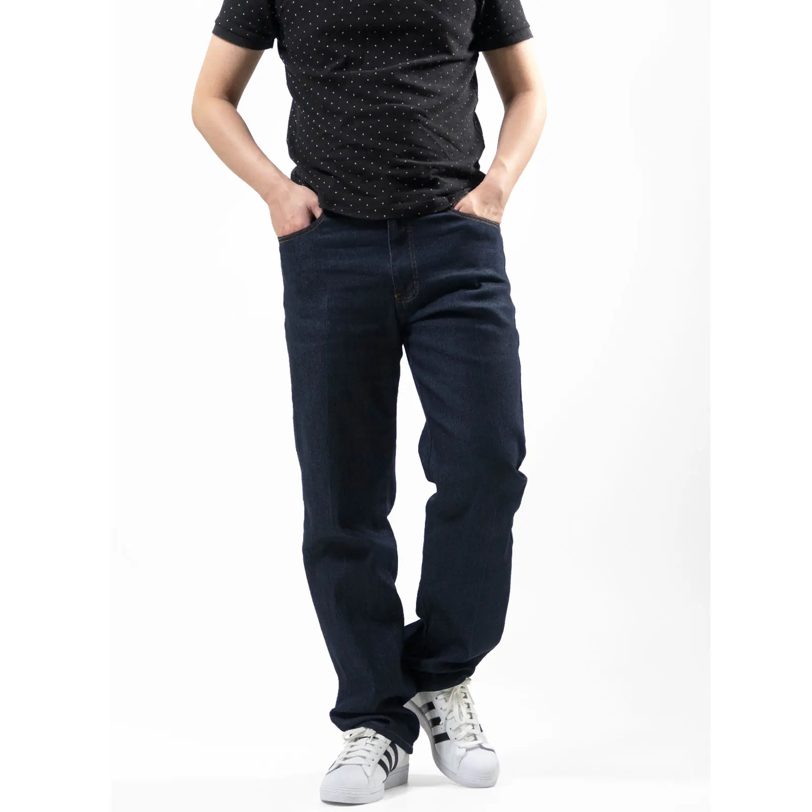中直筒牛仔褲 彈性牛仔長褲 素面牛仔褲 直筒褲 車繡後口袋丹寧Denim Jeans (337-2130)男 sun-e：圖片 3