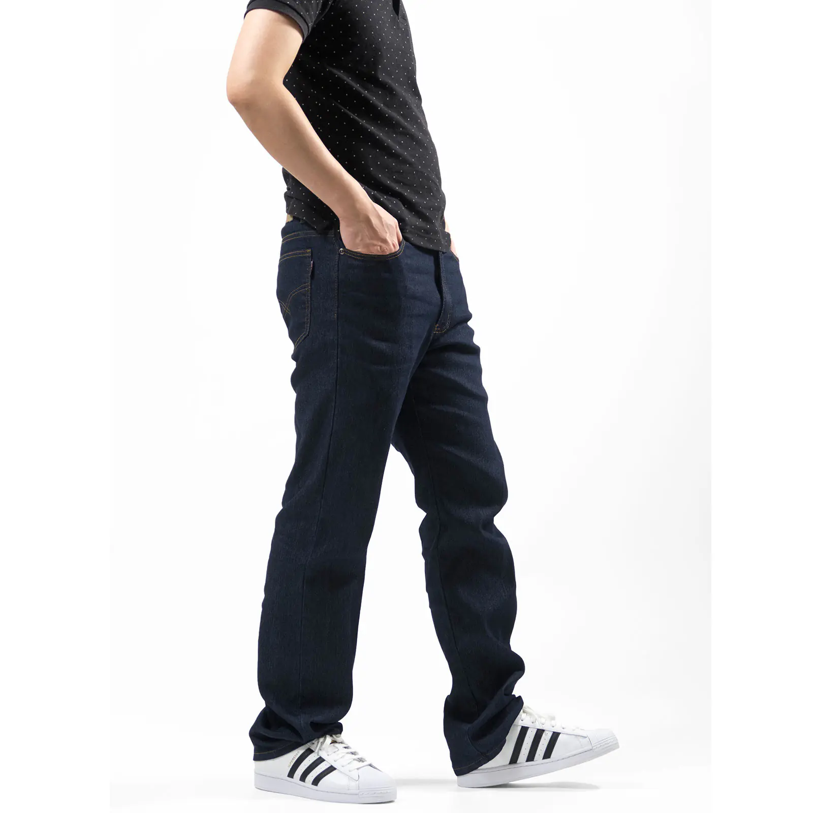 中直筒牛仔褲 彈性牛仔長褲 素面牛仔褲 直筒褲 車繡後口袋丹寧Denim Jeans (337-2130)男 sun-e：圖片 4