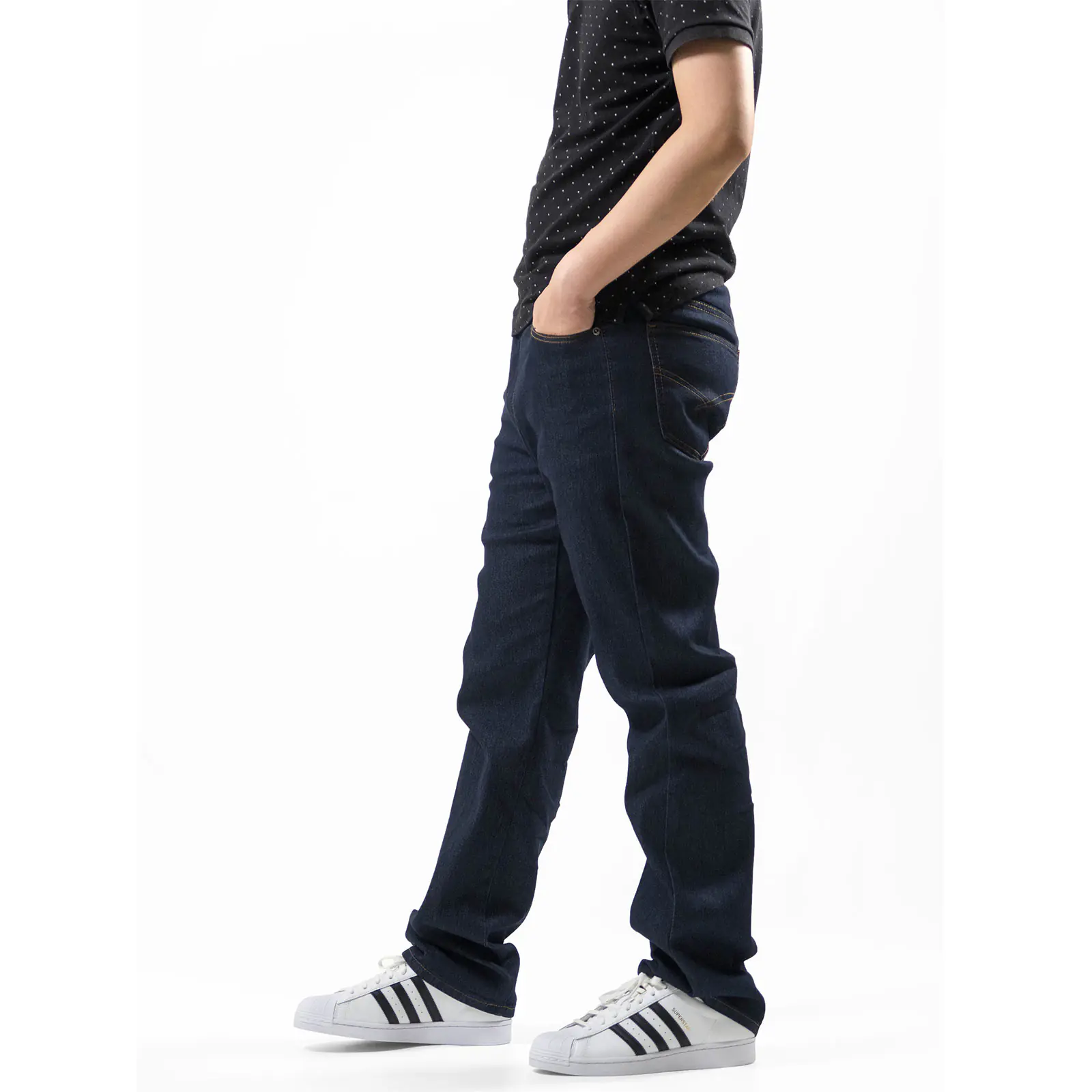 中直筒牛仔褲 彈性牛仔長褲 素面牛仔褲 直筒褲 車繡後口袋丹寧Denim Jeans (337-2130)男 sun-e：圖片 6